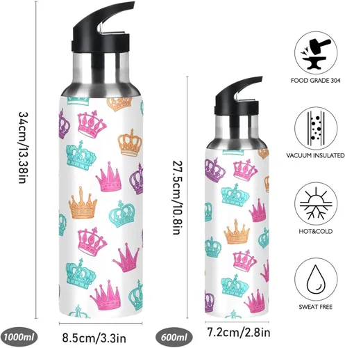 Vista 2 de Botella de agua aislada de acero inoxidable con pajita de 32 onzas, botellas de agua a prueba de fugas para gimnasio, viajes al aire libre, escuela