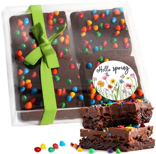 Vista 21 de Cesta de regalo de galletas de brownies de Pascua, regalo de comida de chocolate envuelta individualmente para hombres, mujeres y niños, paquete