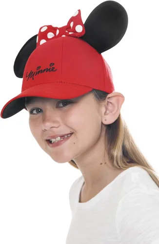 Vista 3 de Disney Minnie Mouse - Gorro de orejas juveniles para niñas, color rojo, Rojo