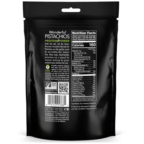 Vista 2 de Wonderful Pistachios In-Shell - Nueces sin sal, bolsa resellable de 16 onzas, aperitivos de proteínas, sin gluten, aperitivos saludables para adultos