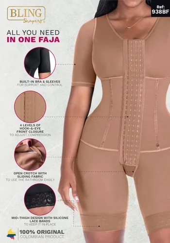 Vista 7 de BLING SHAPERS 938 Fajas Colombianas Postoperatorias BBL - Fajas moldeadoras de media pierna para mujer