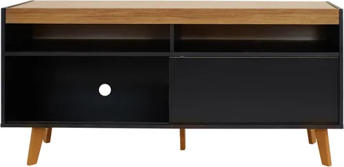 Vista 9 de Sunnydaze Soporte de TV moderno Mid-Century para TV de 58 pulgadas, soporte de entretenimiento para sala de estar, estudio o habitación familiar