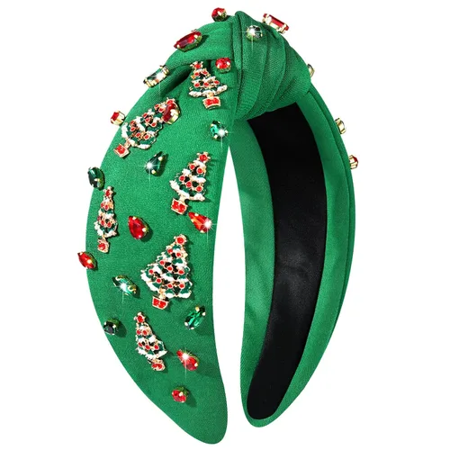 Vista 19 de Diadema de Navidad para mujer, accesorios de Navidad con cuentas, arco de Navidad, árbol, copo de nieve, diadema anudada HOHOHO, rojo y verde, perla