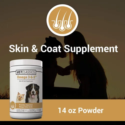 Vista 2 de Vet Classics Suplemento Omega 3-6-9 para piel y pelaje de mascotas – Apoya la salud de la piel de los gatos, abrigos brillantes para mascotas