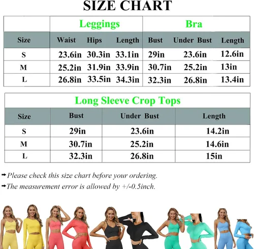 Vista 7 de Trajes de yoga para mujer 3 piezas camiseta de manga larga y leggings de cintura alta conjunto de ropa deportiva de yoga 1 diadema deportiva