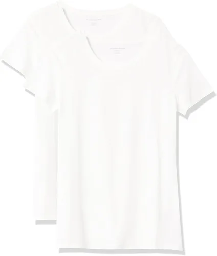 Vista 2 de Tienda Essentials - Camiseta de manga corta con cuello redondo y ajuste clásico para mujer, paquete múltiple