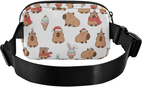 Vista 2 de Capybara Christmas White Fanny Packs for Women Men Belt Bag Fashion Waist Packs Crossbody Bag Casual Waist Pouch Bum Bags for Workout
