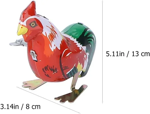 Vista 6 de Toyvian 4 piezas Vintage Tin Toys Clockwork Juguetes Metal Mecanismo Primavera Enrollar Metal Saltar Animal Gallo Tortuga Interesante