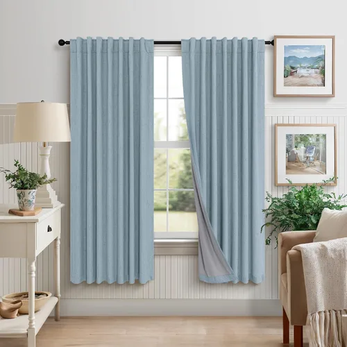Vista 20 de Pitalk Cortinas cortas 100% opacas de lino para cafetería, 40 pulgadas de largo, 2 paneles, cortinas de puerta francesa para ventana, cortina