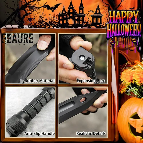 Vista 3 de TIETHEKNOT Cuchillo táctico de goma de plástico con funda para entrenamiento militar, adecuado para armas blandas, armas de fuego, artes marciales