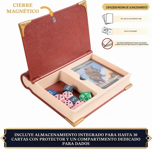 Vista 3 de MTG Commander EDH Command Zone/bandeja para Magic The Gathering - con contadores de daños, reparto y vida. Almacenamiento para dados y fichas de Rojo