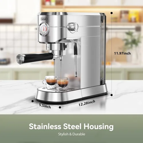 Vista 8 de Gevi Máquina compacta de café expreso de 20 bar para el hogar, cafetera