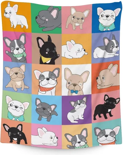 Vista 15 de Manta personalizada de bulldog francés con texto y nombre, 30 x 40 pulgadas, manta de franela suave, cálida, ligera y acogedora, regalo para amantes