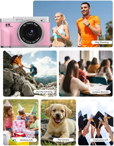 Vista 3 de Bewinner 4K 48MP UHD Digital Camera, Compact Portable Camera with 16x Zoom and Smart Autocococo, Travel Anti Shake Vlog Cameras with 32GB Memory