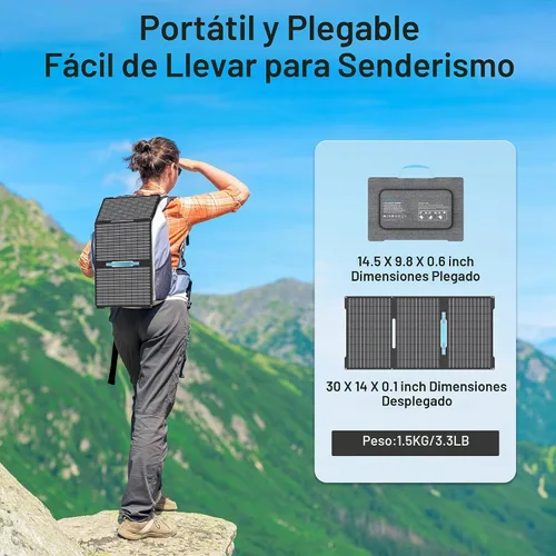Vista 3 de Cargadores de paneles solares portátiles de 45 W con salidas USB-C, USB-A y CC, panel solar impermeable IP67 plegable para camping, emergencia