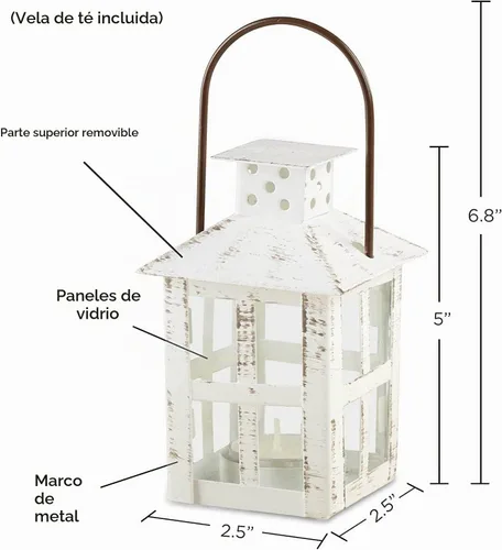 Vista 6 de Kate Aspen Decoración Rústica de Granja Blanca Portavelas Farol (12.7 cm), Decoración de Boda, Centro de Mesa, Decoración del Hogar, Decoración
