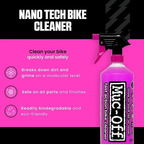 Vista 2 de Muc-Off Nano Tech - Limpiador de bicicletas de 1 litro Fórmula biodegradable, seguro en fibra de carbono y todas las superficies Rompe