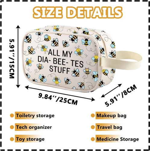 Vista 2 de XYANFA Bolsa de diabetes tipo 1 tipo 2 para diabéticos, bolsa médica para diabetes, almacenamiento y organización de todas mis cosas para la Todas