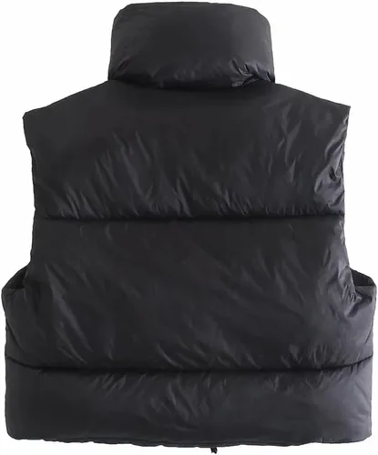 Vista 2 de HOULENGS Chaleco acolchado para mujer, ligero, sin mangas, cálido, para invierno, con cuello alto