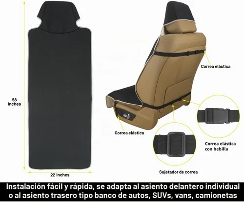 Vista 4 de VSHIELD Funda impermeable para asiento de coche de neopreno, protector de asiento antideslizante y a prueba de sudor, ajuste universal para asiento