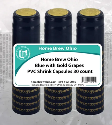 Vista 2 de Home Brew Ohio Azul con uvas de oro PVC Shrink Cápsulas 30