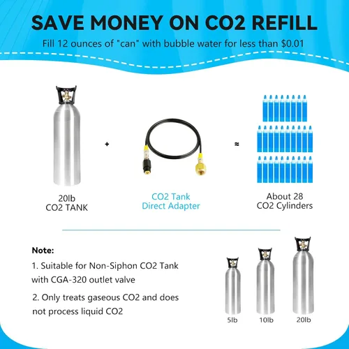 Vista 3 de Adaptador directo de cilindro de CO2 para tanque de CO2 con manguera de alta presión de 60 pulgadas, conector de fabricante de soda de agua