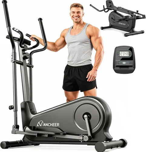Vista 9 de ANCHEER Máquina elíptica de ejercicios, entrenador elíptico para gimnasio en casa, equipo de ejercicio de peso máximo de 550 libras, máquina