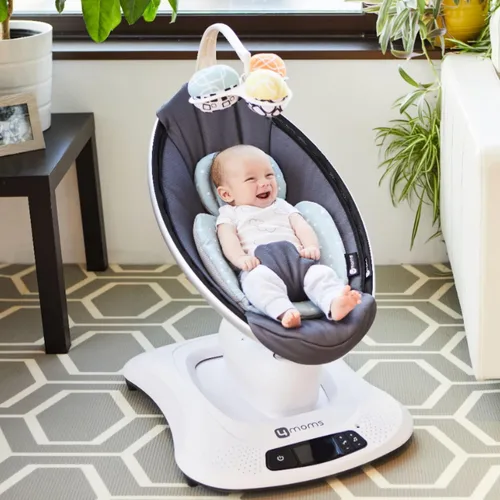 Vista 8 de Inserto para bebé 4moms RockaRoo y MamaRoo, lavable a máquina, tela suave y de felpa, diseño reversible, gris oscuro