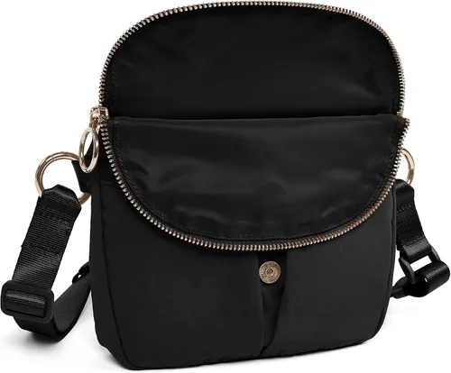 Vista 3 de ODODOS Mini bolsa cruzada de 1.2L con correa ajustable, bolsa de festival, riñonera para exteriores, entrenamiento, viajes y uso casual, Negro