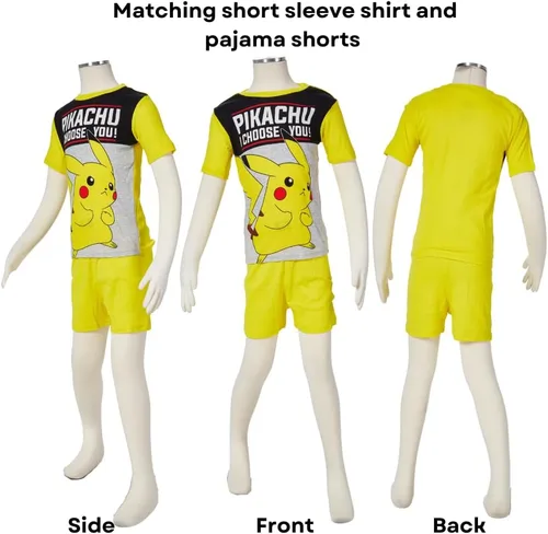 Vista 4 de Pokemon Conjunto de pijamas, ropa de dormir de 4 piezas para niños, tallas 4 a 10, Multi