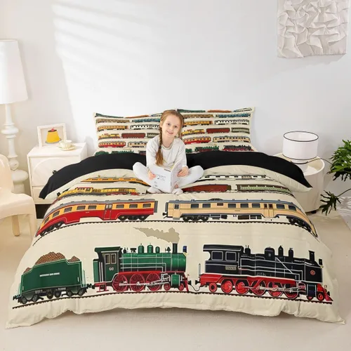 Vista 28 de Feelyou Race Car Duvet Cover Twin Size Boys Girls Speed Sports Car Bedding Set Breathable Soft Racing Comforter Cover 2Pcs Black White Checked Azure