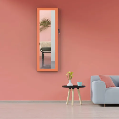 Vista 5 de LAO POPO Jewelry Armoire with Lighted Mirror, WallDoor LED Lights Can Be Hung On The Door Or Wall, Lockable Jewelry Cabinet Hanging Jewelry Organizer