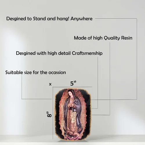 Vista 7 de mrcjsales: Placa Nuestra Señora de Guadalupe Pregamino Artesanía en resina Símbolo cultural único marco religioso cuadro virgen de guadalupe