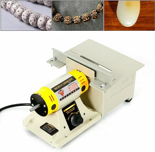 Vista 5 de Máquina de pulir de gemas de joyería 110 V 350 W Gema joyería de banco de roca Torno Sierra de roca Pulidor lapidario Buffer Mini Sierra de mesa DIY