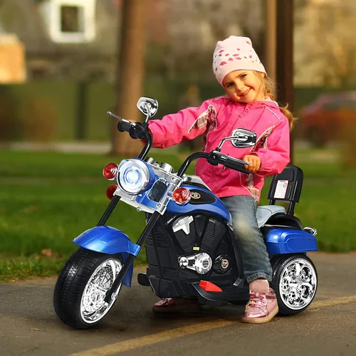 Vista 2 de HONEY JOY Motocicleta para niños, mini moto eléctrica de 3 ruedas con batería de 6 V, juguete de paseo con claxon y faro, pedal de pie, para niños