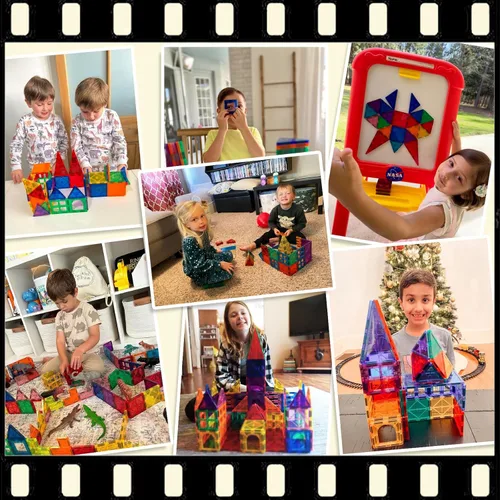 Vista 7 de Azulejos Magnéticos Bloques de Construcción para Niños Pequeños, Juguetes Montessori Magnéticos para Niños y Niñas de 3+ Años, Juegos Educativos