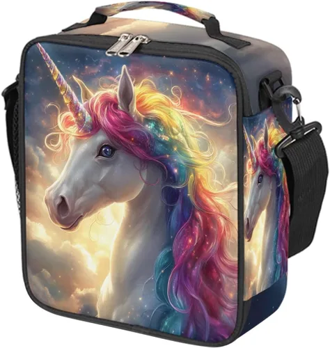 Vista 39 de Pardick Divertida bolsa de almuerzo aislada con calavera de fuego para adolescentes y niños, lonchera portátil reutilizable con correa