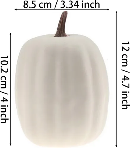 Vista 2 de Woration Juego de calabazas falsas de alta calidad, decoración de calabaza blanca leche artificial para cosecha de otoño, Halloween, Acción
