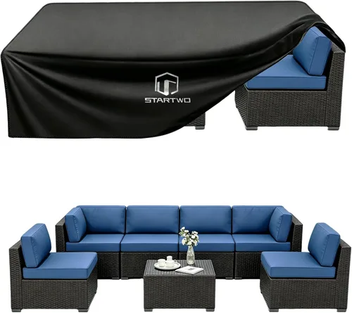 Vista 2 de STARTWO Fundas impermeables para muebles de patio, juego de muebles de exterior para 7 a 12 asientos, sillas seccionales de sofá y mesa, resistentes
