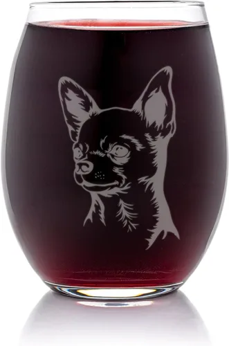 Vista 2 de Copa de vino sin tallo con cara de Chihuahua, regalo para perro, regalo para chihuahua, 2 vasos