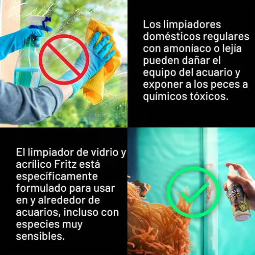 Vista 4 de Fritz Aquatics Spray limpiador de vidrio y acrílico para acuario para un tanque transparente (8 onzas)