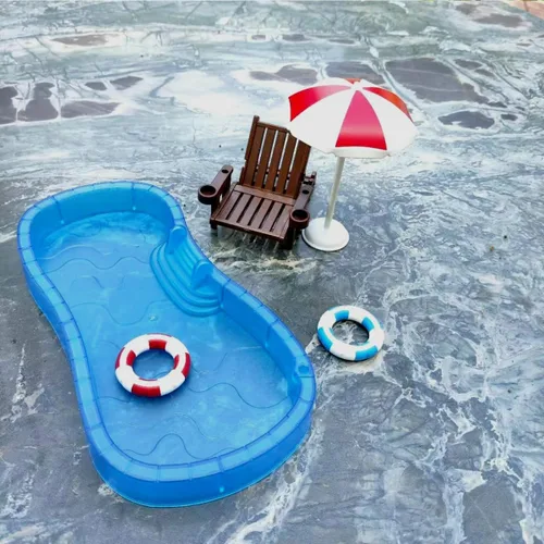 Vista 5 de Juego de decoración de casa de muñecas para piscina, accesorios de playa