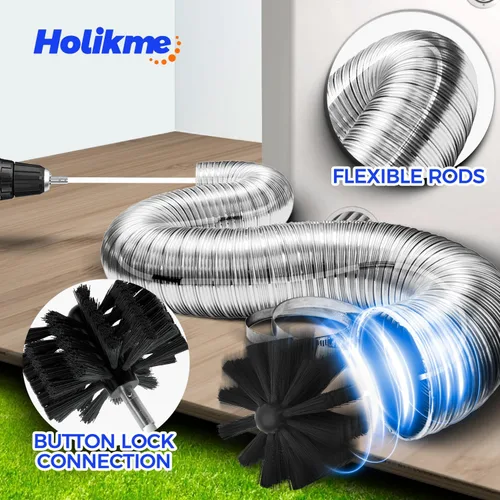 Vista 4 de Holikme Kit limpiador de ventilación de secadora de 32 pies, cepillo flexible mejorado para pelusa con accesorio de taladro, se extiende hasta 32