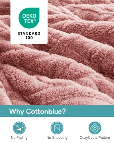 Vista 3 de Cottonblue Manta con peso de jacquard de 15 libras para adultos, tamaño individual, manta de forro polar sherpa ultrasuave para relajarse y dormir