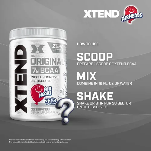 Vista 6 de XTEND Original Polvo de BCAA sabor Airheads Candy con 7 gramos de BCAA y 2.5 gramos de L-Glutamina, para bebida de recuperación muscular sin azúcar