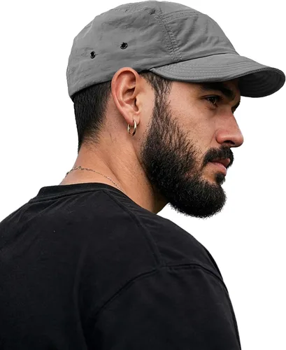 Vista 12 de Clakllie - Gorras de visera corta de secado rápido para hombres, gorra de 5 paneles para correr, impermeable, gorra de béisbol, gorra