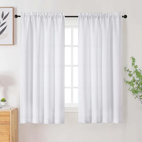 Vista 147 de Cortinas de lino para dormitorio y sala de estar de 96 pulgadas de largo, juego de 2 paneles, con bolsillo para cortinero, filtrado de luz, textura