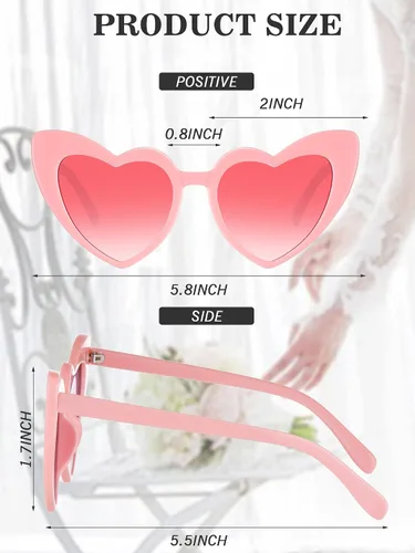 Vista 2 de Frienda 9 pares de lentes de sol en forma de corazón para mujer para despedida de soltera regalos de despedida de soltera