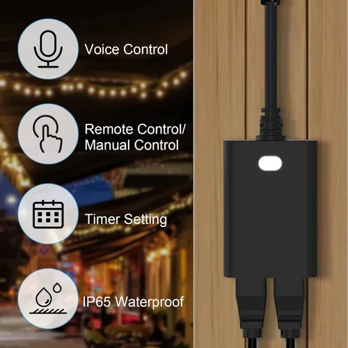 Vista 4 de Zwave - Paquete de 2 enchufes inteligentes para exteriores, enchufe Zwave serie 700 con dos tomas, salida inteligente Z-Wave impermeable, requiere