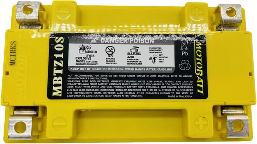 Vista 4 de MotoBatt MBTZ10S (12 V 8.6 Amp) 165CCA activada de fábrica QuadFlex AGM batería sustituye a YTX7A-BS, YTZ10S, ETZ10S, PC310